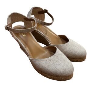 J Crew wedge heel espadrilles ankle strap high heels casual beachy heeled shoes